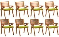 Sedie da Giardino con Cuscini 8 pz in Legno Massello di Acacia cod mxl 7528