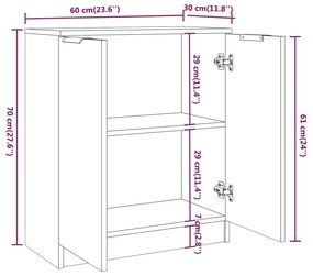 Credenze 3 pz Rovere Marrone in Legno Multistrato