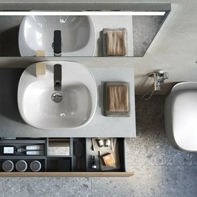 Lavabo ovale 50 cm d'appoggio bianco in ceramica Rak Illusion