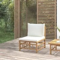 Divano Centrale da Giardino con Cuscini Bianco Crema in Bambcod mxl 70673