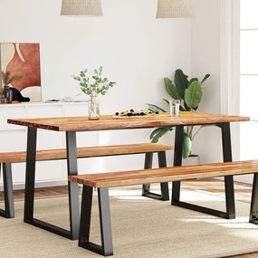 Tavolo Da Pranzo Bordi Vivi 160x80x75 Cm Legno Massello Acacia /