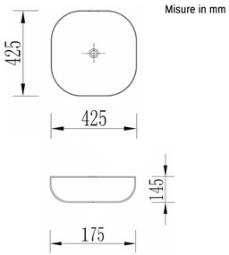 Ciotola da Appoggio Design Squadrato 42,5x42,5 cm in ceramica bianco lucido