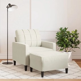 Poltrona Con Poggiapiedi Crema 60 Cm İn Velluto /