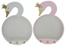 Specchio da parete DKD Home Decor Bianco Rosa chiaro Legno Per bambini 43 x 4 x 30 cm (2 Unità)