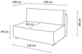 Modulo divano in velluto a coste rosa chiaro, pezzo centrale Nihad modular - Bobochic Paris