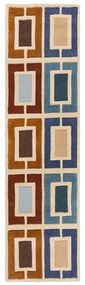 Passatoia in lana blu-arancio tessuta a mano 60x230 cm Retro Blocks - Flair Rugs