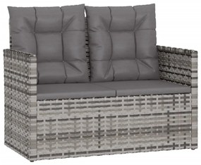 Set Divani da Esterno 4 pz con Cuscini in Polyrattan Grigio