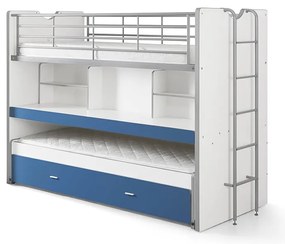 Letto da bambini a castello/estraibile bianco/blu con contenitore/con scrivania con rete inclusa 90x200 cm Bonny – Vipack