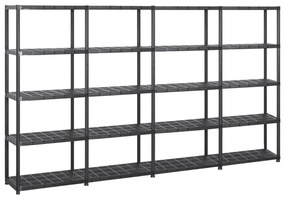 Scaffale A 5 Ripiani Nero 284x38x170 Cm İn Plastica /