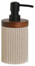 Dispenser di Sapone Home ESPRIT Marrone Nero Beige Resina Acacia 10 x 8 x 17,5 cm