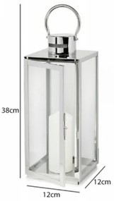 Lanterna decorativa 38 cm, cromo lucido