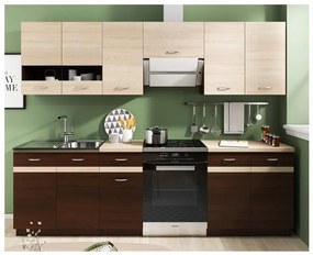 Cucina componibile VALERIA 240 cm rovere sonoma/marrone