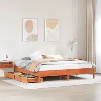 Letto senza Materasso Marrone Cera 200x200 cm in Legno di Pino 3301700