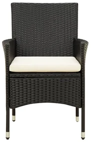 Set mobili da giardino 5 pz con cuscini in polyrattan nero