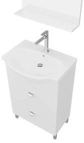 Mobile bagno a terra 55 cm Creta bianco lucido completo di specchio