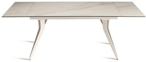 Tavolo allungabile 240 cm THOR con base metallo e piano effetto Marmo Bianco