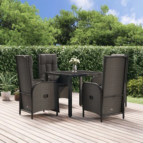 Set Da Pranzo Da Giardino 5 Pz Nero Con Cuscini İn Polyrattan /