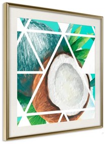 Poster  Tropical Mosaic with Coconut (Square)  Cornice Quadri Cornice d'oro con passe-partout, Larghezza x Altezza Home decor 50x50