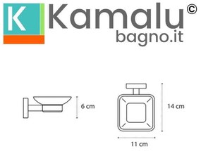 Kamalu - portasapone bagno in acciaio bianco opaco e vetro installazione a muro | clode-b