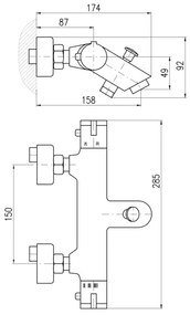 RAV Slezák TRM54.5CMAT - Miscelatore termostatico per vasca TERMO nero opaco