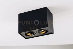 Plafoniera town nera quadrata 2 luci attacco gu10 17,8x9,6x12,5cm