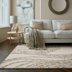 Tappeto in lana marrone e crema 200x290 cm Abstract Swirl - Flair Rugs