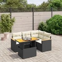 Set Divani da Giardino 5 pz con Cuscini in Polyrattan Nero 3273058