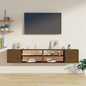 Pensili 2 pz marrone miele 80x30x30cm in legno massello di pino