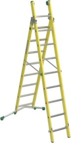 Scala a sfilo FACAL Vetroprima in fibra di vetro 2 rampe da 9 gradini portata massima 150 kg EN 131 per lavori fino a 5.7 m