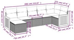 Set Divani da Giardino 7 pz con Cuscini Grigio in Polyrattan