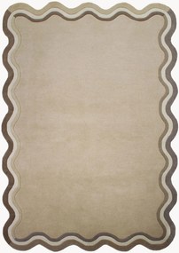 Tappeto in lana a pelo corto fatto a mano Leo Scallop Border