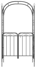 Arco da Giardino con Cancello Nero 108x45x235 cm Acciaio