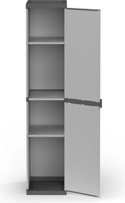 Armadio da Esterno 34x40x165 cm 1 Anta 4 Ripiani in Resina Grigio...