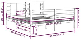 Giroletto in Legno Massello di Pino 120x190cm Small Double