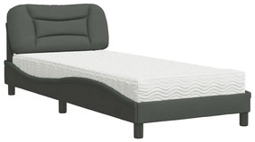 Letto con materasso grigio scuro 90x200 cm in tessuto