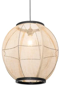 Lampada a sospensione orientale in tessuto marrone 46 cm - Rob
