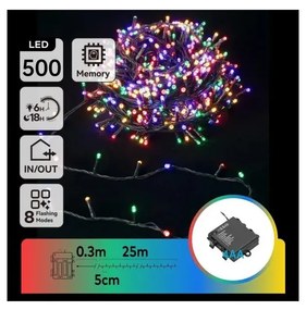 Aigostar - Catena luminosa natalizia da esterno a LED, 500 LED / 8 funzioni, 4xAA, 25,3 m, multicolore