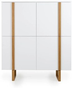Cassettiera bianca con gambe in rovere , 118 x 135 cm Birka - Tenzo