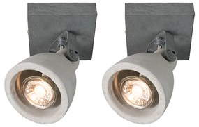 Set di 2 faretti industriali in cemento grigio 1 luce - Creto