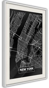 Poster  City Map: New York (Dark)  Cornice Quadri Cornice nera, Larghezza x Altezza Home decor 30x45