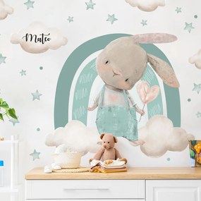 Adesivi da parete acquerello - Coniglietto con arcobaleno | Inspio