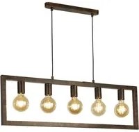 Lampadario Contemporaneo Oblungo Acciaio Marrone 5 Luci E27