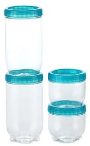 SET 4x Contenitori alimentari INTERLOCK turchese/trasparente