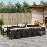 Set da Pranzo da Giardino 13pz con Cuscini Marrone Polyrattan 3210765