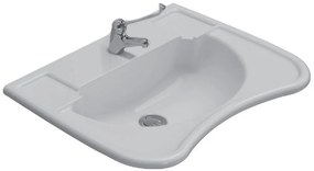 Globo Ausilia Lavabo ergonomico Sospeso Con Appoggiagomiti senza troppopieno in ceramica bianco lucido