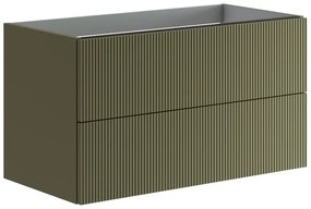 Mobile da bagno sospeso sotto lavabo Opera L 89.5 x H 50 x P 45.5 cm verde laccato opaco, 2 cassetti VISOBATH
