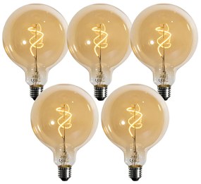 Set di 5 lampadine LED E27 dimmerabili a filamento a spirale oro G125 4W 270 lm 2200K