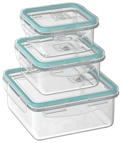 Set 3 contenitori quadrati ermetici in vetro