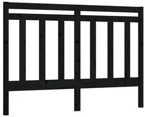 Testiera per letto nera 146x4x100 cm in legno massello di pino