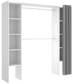 Armadio guardaroba estensibile con tenda L110/180 cm Bianco e grigio - DORIAN